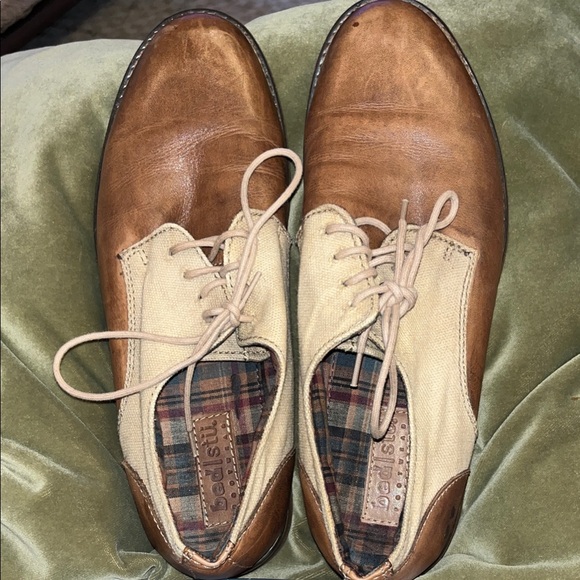 BED/STÜ Men's Brown and Cream Oxfords - Picture 1 of 6